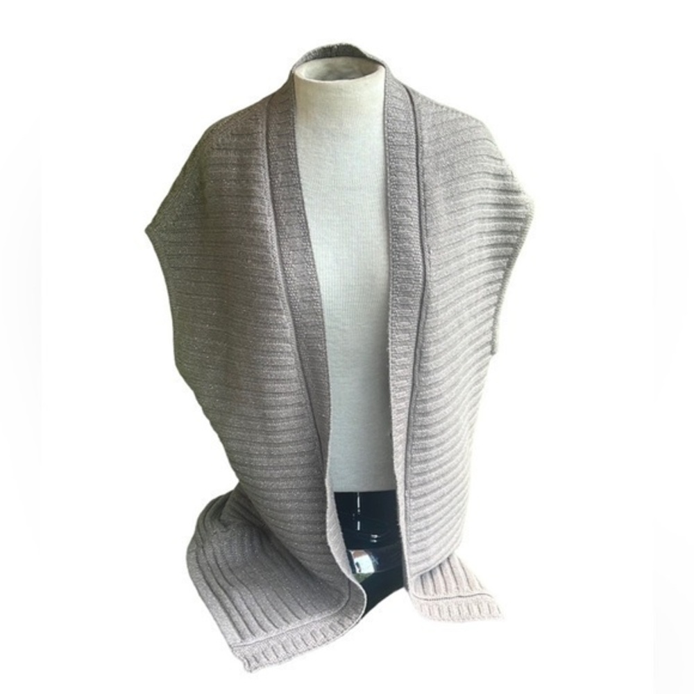 Chicos Cap Sleeve Cardigan Sweater, light brown women’s size 0 (oversized)